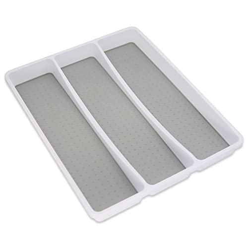 Addis Premium Soft Touch 3 Fach Schublade Utensil Besteck Organizer Tablett weiß & grau neue 3 Abschnitte von Addis