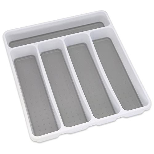 Addis Premium Soft Touch 5 Fächer Küche Besteck Schublade Utensilien-Organizer Tablett Weiß & Grau neue 5 Fächer von Addis