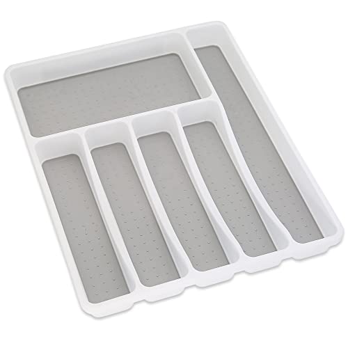 Addis Premium Soft Touch 6 Fächer Küche Besteck Schublade Utensilien-Organizer Tablett, weiß & grau neue 6 Fächer von Addis