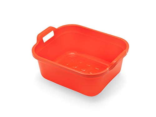 Addis rechteckige Spülschüssel mit Griffen, Plastik, Orange (Flame Orange), 39 x 32 x 14 cm von Addis