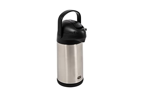 Emsa 637301600 President Pump-Isolierkanne | Füllvolumen: 3 Liter | 12 h heiß | Abnehmbarer Pump Kopf | Integrierter Tragegriff | Edelstahl/Schwarz von Addis