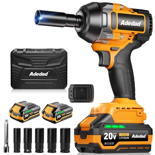 Adedad 1/2" Schlagschrauber 1000N.m Bürstenlos Hohes Drehmoment Elektro-Schlagschrauber with 2x4.0AH Batterie und Schnellladegerät für Auto-Reparatur,Reifenwechsel,Bauwerkzeug,DIY Adedad 1/2" Schlagschrauber 1000N.m Bürstenlos Hohes Drehmoment Elektro-Schlagschrauber with 2x4.0AH Batterie und Schnellladegerät für Auto-Reparatur,Reifenwechsel,Bauwerkzeug,DIY von Adedad