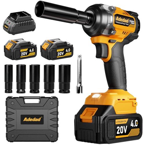 Adedad 1/2" Schlagschrauber 750N.m Bürstenlos Hohes Drehmoment Elektro-Schlagschrauber with 2x4.0AH Batterie und Schnellladegerät für Auto-Reparatur,Reifenwechsel,Bauwerkzeug,DIY Adedad 1/2" Schlagschrauber 750N.m Bürstenlos Hohes Drehmoment Elektro-Schlagschrauber with 2x4.0AH Batterie und Schnellladegerät für Auto-Reparatur,Reifenwechsel,Bauwerkzeug,DIY von Adedad
