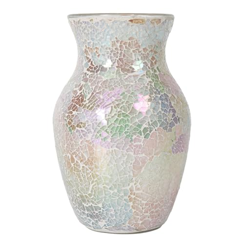 Adedeo Mosaik-Glas-Blumenvase für Heimdekoration, handgefertigte Glasvasen für Wohnzimmer, Küche, Hochzeit, Büro (Fluoreszierendes Weiß, 12,7 x 20,3 cm) von Adedeo