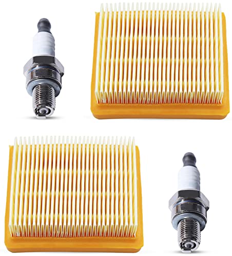 ADEFOL 2 Pack Luftfilter für STIHL FS89 FS91 FS111 FS131 FS311 HT102 HT103 HT132 HT133 KM91 KM111 KM131 FC91 FC111 BT131 FR131, Freischneider Ersatzteile Luftfilter mit Zündkerzen von Adefol