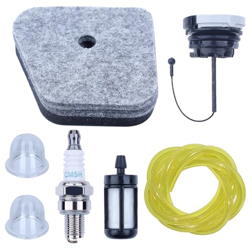 Adefol Fadenschneider Luftfilter Kraftstoffleitung Schlauchkappe für Stihl FS90 FS100 FS110 FS130 HT101 HT130 HT131 mit Zündkapsel, Zündkerze, OEM-Ersatzteilen für 41801201800, 41801201800 von Adefol
