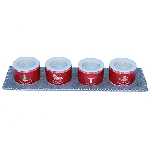 Adelheid - 4 weihnachtliche Teelichthalter mit Filzdeckchen von Adelheid