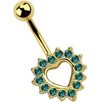 Adelia´s Bauchnabelpiercing "Piercing  Piercing Bauchnabelpiercing", 316l Stahl Banane - Herz mit Steinkranz türkis von Adelia´s