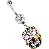 Adelia´s Bauchnabelpiercing "Piercing Piercing Bauchnabelpiercing" 316l Stahl Banane - Steinkugel mit Zuckerschädel Totenkopf Adelia´s Bauchnabelpiercing "Piercing Piercing Bauchnabelpiercing" 316l Stahl Banane - Steinkugel mit Zuckerschädel Totenkopf von Adelia´s