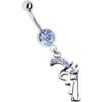 Adelia´s Bauchnabelpiercing "Piercing Piercing Bauchnabelpiercing" 316l Stahl Banane - mit Pistole Revolver und blauen Zirkonia Adelia´s Bauchnabelpiercing "Piercing Piercing Bauchnabelpiercing" 316l Stahl Banane - mit Pistole Revolver und blauen Zirkonia von Adelia´s