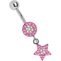 Adelia´s Bauchnabelpiercing "Piercing  Piercing Bauchnabelpiercing" 316l Stahl Banane - rund Stern Hänger mit kleinen Steinen von Adelia´s