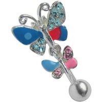 Adelia´s Bauchnabelpiercing "Piercing  Piercing Bauchnabelpiercing", 316l Stahl Piercing Stecker doppel Schmetterling bunt von Adelia´s