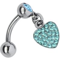 Adelia´s Bauchnabelpiercing "Piercing  Piercing Bauchnabelpiercing" Titan Banane - Bauchnabel Piercing Herzanhänger hellblau von Adelia´s