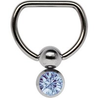Adelia´s Brustwarzenpiercing "Piercing  Piercing Brustpiercing", Titan Brustpiercing D-Ring mit Doppel Klemmkugel und 6 mm Stein hellblau von Adelia´s