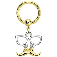 Adelia´s Intimpiercing "Piercing  Intimpiercing " Intimpiercing Ring PVD golden 1,6 mm mit Brille und Bart von Adelia´s