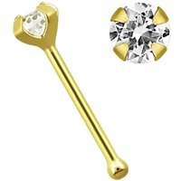 Adelia´s Nasenpiercing "Piercing  Piercing Nasenpiercing", Nasenstecker - Nose Bone 14kt Gold mit Zirkonia + Stopper von Adelia´s