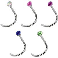 Adelia´s Nasenpiercing "Piercing  Piercing Nasenpiercing", Titan Nasen Piercing Set 5 bunte Nasenstecker mit Spirale- Stab 1 mm von Adelia´s