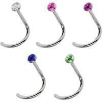 Adelia´s Nasenpiercing "Piercing  Piercing Nasenpiercing", Titan Nasen Piercing Set 5 bunte Nasenstecker mit Spirale - Stab 0,8mm von Adelia´s