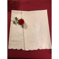 Vintage Handtücher Set Von 2 Elfenbein Baumwolle Mit Off White Passementerie Und Applikation von AdelineCompany