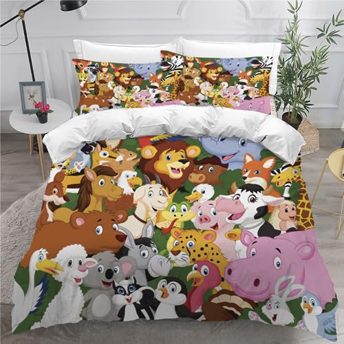 Adels-Contact Duvet Cover Set kids Double Cartoon Lion 3D Printed Bedding Set 3 Pieces Ultra Soft Hypoallergenic Microfiber Lion Quilt Cover with Zipper Closure and 2 Pillowcase for Boys Girls Teens von Adels-Contact