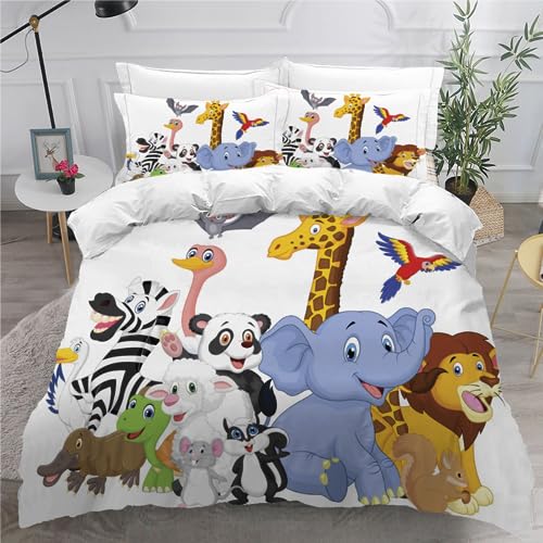 Adels-Contact Duvet Cover kids Double Cartoon Lion 3D Printed Bedding Set 3 Pieces Ultra Soft Hypoallergenic Microfiber Lion Comforter Cover with Zipper Closure and 2 Pillowcase for Boys Girls Teens von Adels-Contact