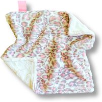 Lovey Decke - W Minky Pink Leopard Minky/ Frosted Fell Rosenwasser von AdelsQuiltShop