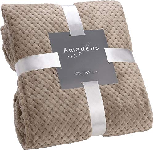 Adept Home Amadeus Decke, Farbe: Taupe, Kollektion Schachier, 130 x 170 cm von Adept Home