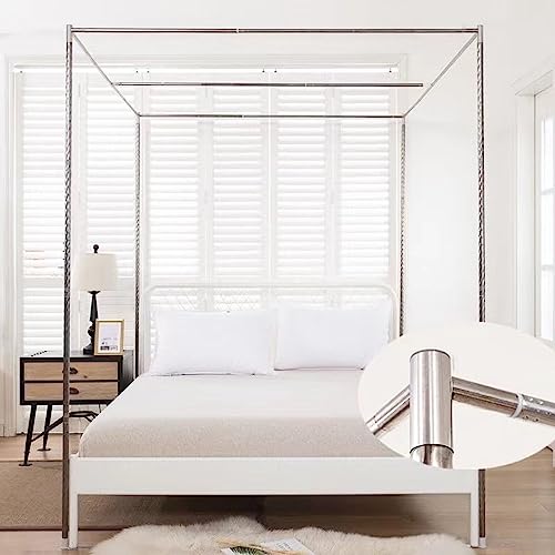 AdeptT Himmelbettrahmen, Moskitonetz-Halterung, Pfosten aus Edelstahl/Pfosten Full/Queen Size, 4-Eck-Bett-Himmelpfostenrahmen (Silber),25mm,1.8 * 2.2m von AdeptT