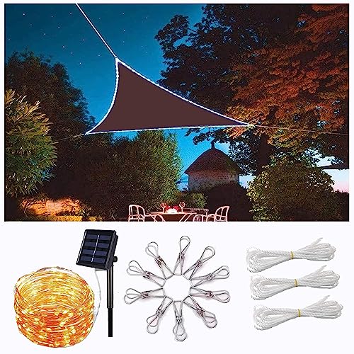 Dreieckiges Sonnensegel mit LED-Licht, Sonnenschutz, HDPE, atmungsaktiv, UV-Block, für Garten und Außenbereich, 98 % UV-Block, Polyester, Schattensegel für draußen, schwarz, 3 x 3 x 3 m von AdeptT