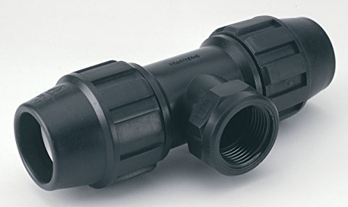 Adequa TTP-75212 Tee Bypass (90°) Fiberglas verstärkt Polypropylen weiblich Gewinde Auslass, Schwarz, 75 mm - 2 1/2" von Adequa