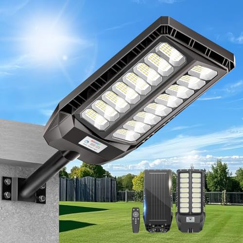 Adewalk 3000W Solar Straßenlaterne für Außen, Solarlampen mit Bewegungssensor, 6500K Solarleuchten Dämmerung bis zum Morgengrauen IP66 Solar Wegeleuchte im Freien für Gärten Garage von Adewalk