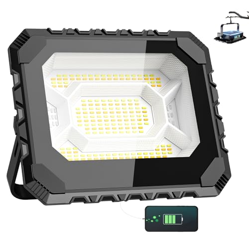 Adewalk 300W LED Baustrahler Akku Solar Arbeitsleuchte Tragbare, 32000LM 24000mAh Akku Arbeitsleuchte USB-Wiederaufladbar, 5 Lichtmodi, Campinglampe Tragbar im Freien für Notfälle, Baustelle, Camping von Adewalk