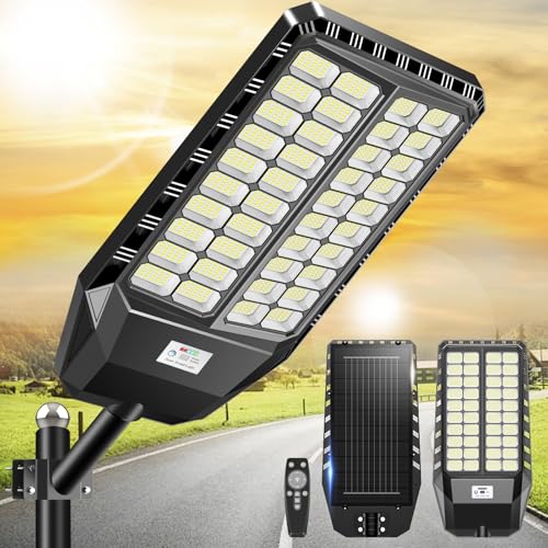 Adewalk 8000W Solar Straßenlaterne für Außen, Solarlampen mit Bewegungssensor, 6500K Solarleuchten Dämmerung bis zum Morgengrauen IP66 Solar Wegeleuchte im Freien für Gärten Garage von Adewalk