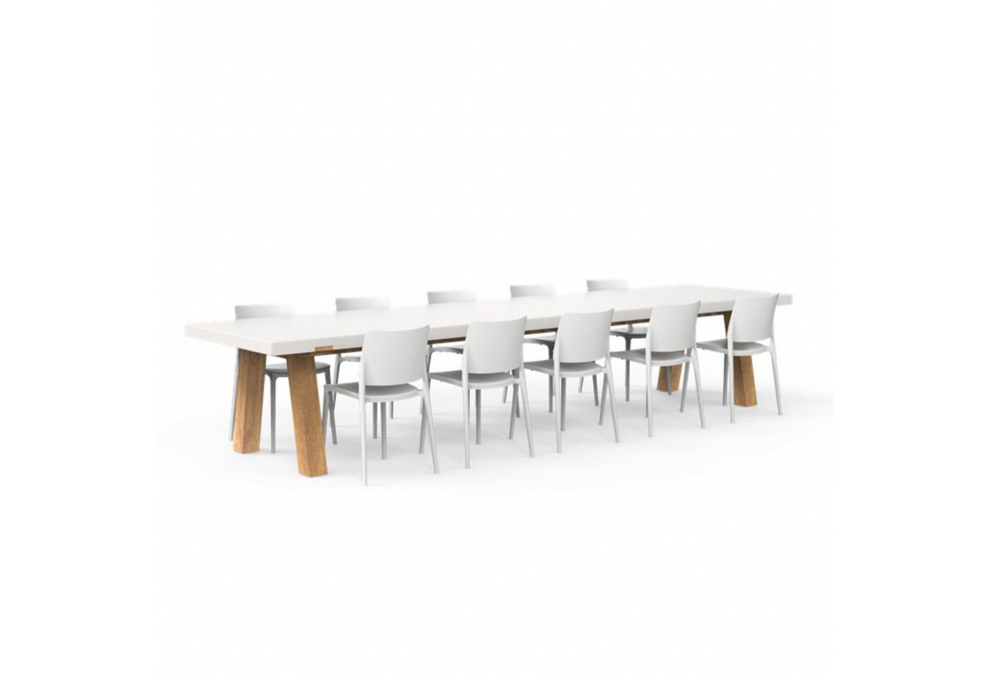 Adezz Sitzgruppe One To Sit 11-teilige Sitzgruppe Sera Colla Aluminium weiß/Eiche von Adezz