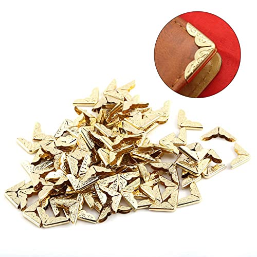 100 PCs Retro Yellow Metal Book Corner Protectors für Alben, Menüs, Notizbücher, eisernen dekorativen Eckwächter für Scrapbooking -Ordner -Dateien von Adfaga