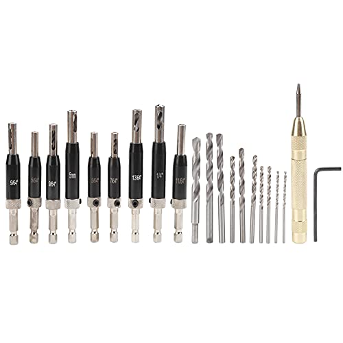 22pcs selbst zentrierende Scharnierbohrmaschine -Bit mit Sechskantschlüssel und Mitte Punch für präzise Türfensterscharnier -Installation und Holzbearbeitungsprojekte langlebige von Adfaga