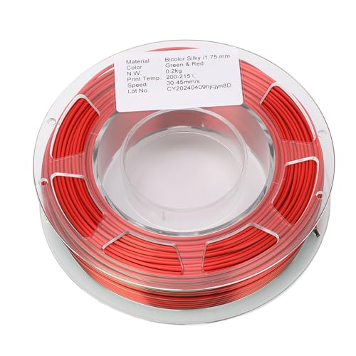 3D -Drucker -Pla -Filament 1,75 mm Spulenbündel 200g Seidengrün rote Dual -Farb -Mischendruck für Handwerksspielzeuge Dekorationen FDM 3D -Drucker von Adfaga