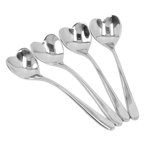 4 PCs herzförmige Löffel, rostfreie Kaffee mit Rührlöffeln für Tee Dessert Zuckermischung, 140 mm dekorative Teelöffel mit ergonomischem Griff für Café, Zuhause von Adfaga