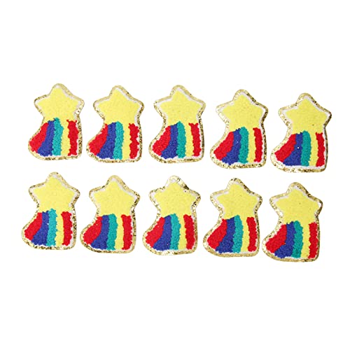 Adfaga 10pcs Star Rainbow Stickflecken selbstklebende farbenfrohe Nähapplikation für DIY -Bastelkleidung Taschen Schuhe Dekoration Baumwollmaterial von Adfaga