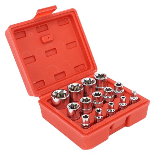 Adfaga 14pcs E Stern externe Sockel -Set Chrom Vanadium Stahl professionelles Grade Langlebiger Werkzeugsatz für die Reparatur von Automobilen und Haushaltswartung mit Speichergehä von Adfaga