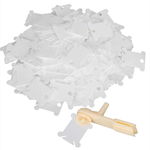 Adfaga 200 pcs Kreuzstichwickelbrett Plastikfäden Wickler Platte DIY Nähzubehör Organizer Werkzeug für Stickstrickhandwerk Handwerk Milky White 4 cm x 3,8 cm hochwertig Eco -Friend von Adfaga