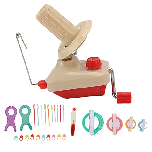 Adfaga 28 Stück Garn wickler tragbar hand betätigtes Garn-Kugel wickler Set DIY Strick zubehör für Garn aufbewahrung mit Schere Nadeln und Schnallen Metall Kunststoff 9,5x10,5x12cm von Adfaga