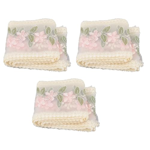 Adfaga 3 PCs Blumenmuster Spitzenband 3,54 Zoll Breite 2 -Yard Länge dehnbarer Polyesterverkleidung für Hochzeitsdekorationen basteln Stirnbänder von Adfaga