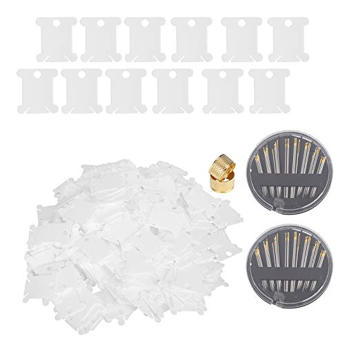 Adfaga 400pcs Cross -Stitch -Wickelbrett Plastikfäden Wickler DIY NEWING Accessoires Hochwertige haltbare transparente Frost -Stickereien Floss Spulen -Organisator für Crafters und von Adfaga