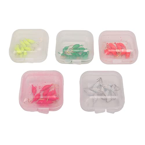 Adfaga 50pcs Ice Fishing Jigs Kit Bunt auf dem Kopf Down Fish Haken Fischereiköder mit Barb für Winter Eis Jigging Haltbares Kohlenstoffstahl Metall Bright Farben 5 Storage Boxen F Adfaga 50pcs Ice Fishing Jigs Kit Bunt auf dem Kopf Down Fish Haken Fischereiköder mit Barb für Winter Eis Jigging Haltbares Kohlenstoffstahl Metall Bright Farben 5 Storage Boxen F von Adfaga
