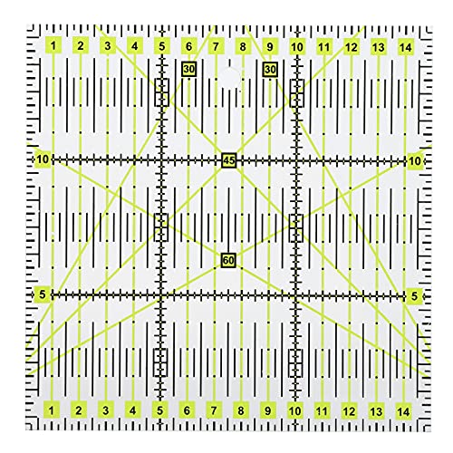 Adfaga Acryl Quilters Lineal Doppelfarbige Gitterlinien klare Marke Quilt -Nählineer zum Quiltennähen und Handwerk 15 x 15 cm von Adfaga