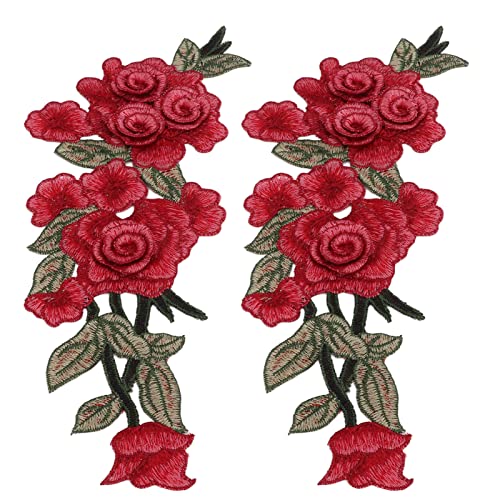 Adfaga Bestickte Blumen-Patches hand gefertigte rote Blumen-Näh applikationen für Kleidung Rucksack DIY Craft Polyester gewebe 2 Stück 28,7x11cm Adfaga Bestickte Blumen-Patches hand gefertigte rote Blumen-Näh applikationen für Kleidung Rucksack DIY Craft Polyester gewebe 2 Stück 28,7x11cm von Adfaga