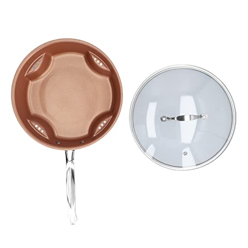 Adfaga Bratpfanne Nicht -Stick -Elektro -Aluminiumpfannen mit Deckel Multifunktions exquisites Erscheinungsbild Praktisches Temperaturglas tragbar für Gasinduktionskocher von Adfaga