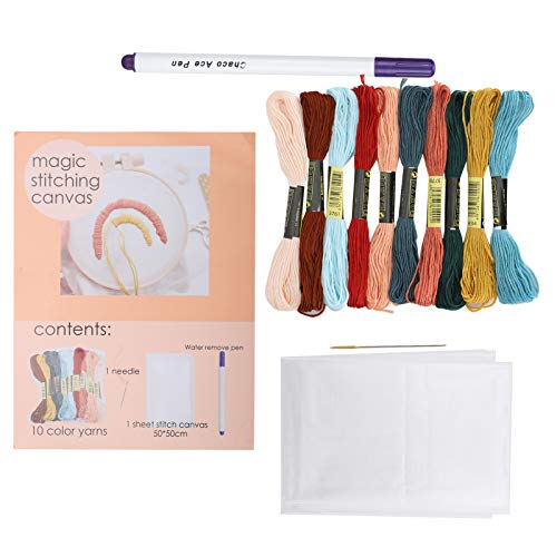 Adfaga Cross Stitch Kit 10 Farbsticke Faden Wasserlösliche Stoffnadel Set für Anfänger Handwerksliebhaber DIY -Projekte 8 Meter Polyester Baumwollfäden von Adfaga