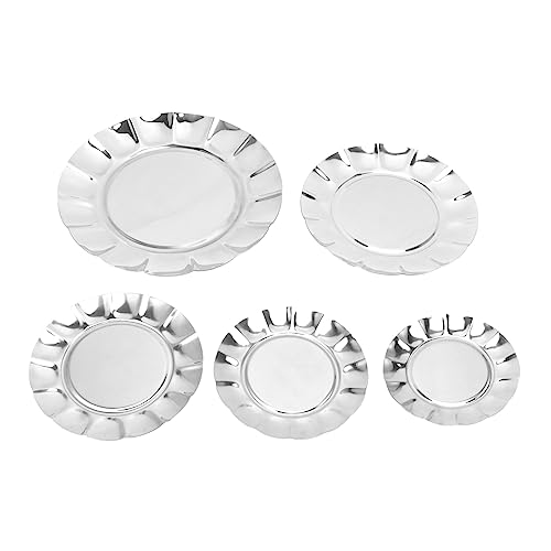 Adfaga Edelstahl -Lebensmittelplatte Set 5 Teile Mehrzweck -Servierschale Knochensammler Obstplatten Snacktabletts für Home Kitchen Restaurant Party langlebig 13 cm 15 cm 16,5 cm 20 cm von Adfaga